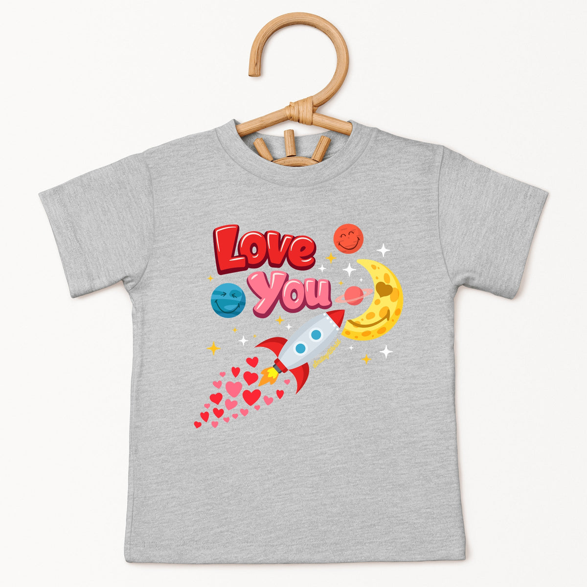 SmileyWorld Love You Rocket Ship - Toddler Short Sleeve Graphic T-Shirt