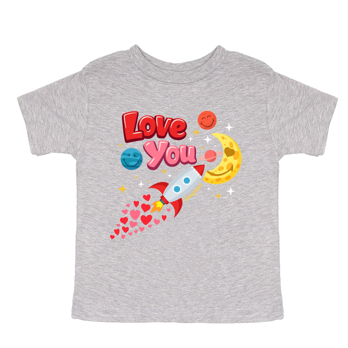 SmileyWorld Love You Rocket Ship - Toddler Short Sleeve Graphic T-Shirt