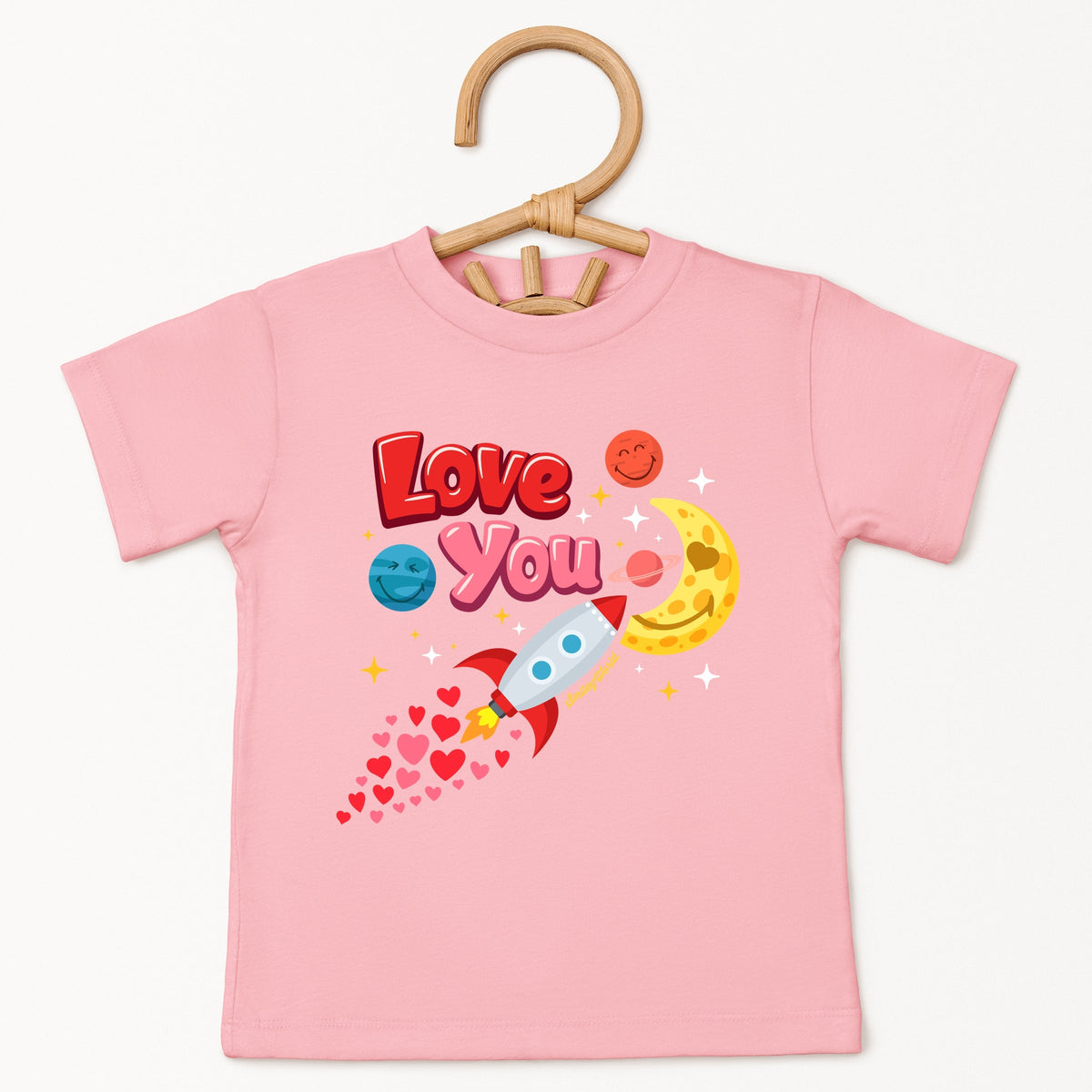 SmileyWorld Love You Rocket Ship - Toddler Short Sleeve Graphic T-Shirt