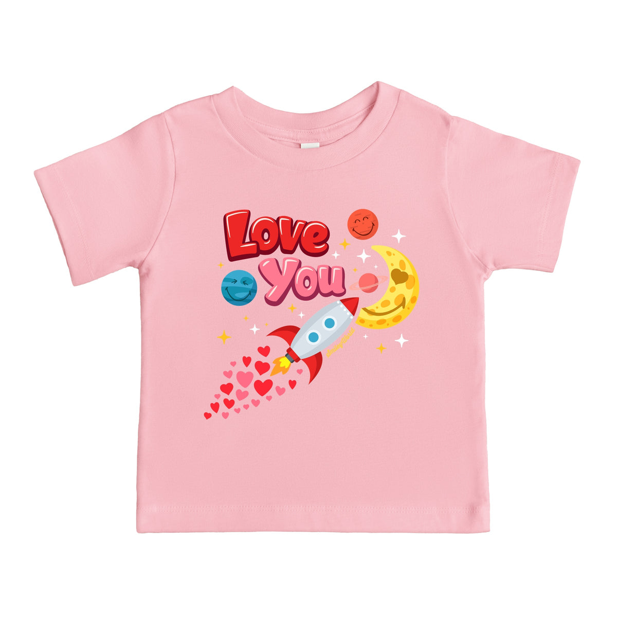 SmileyWorld Love You Rocket Ship - Toddler Short Sleeve Graphic T-Shirt