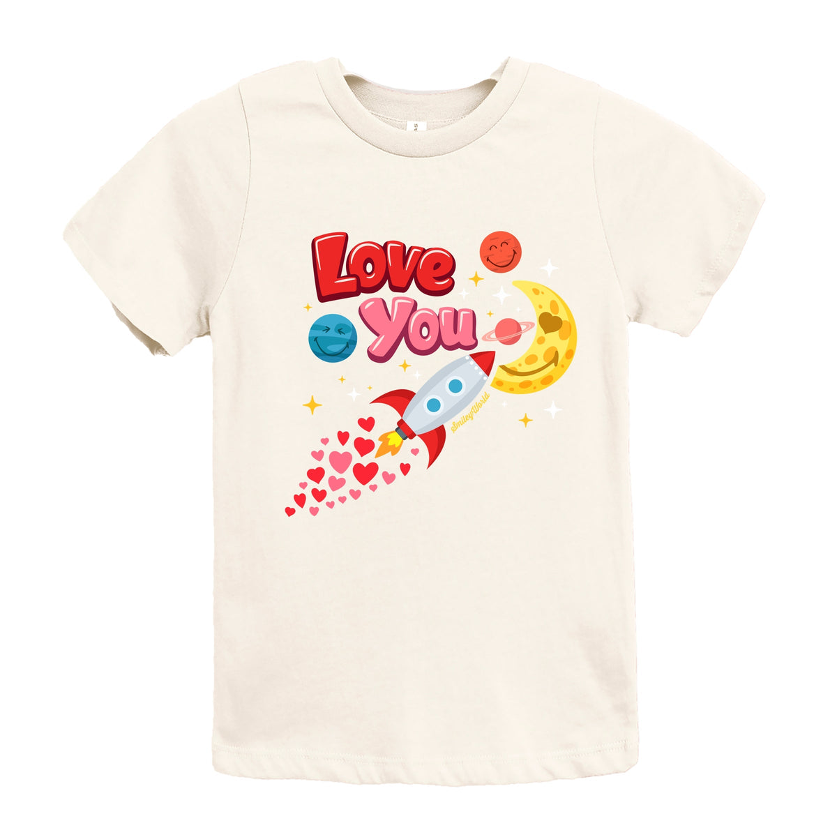 SmileyWorld Love You Rocket Ship - Youth Short Sleeve Graphic T-Shirt