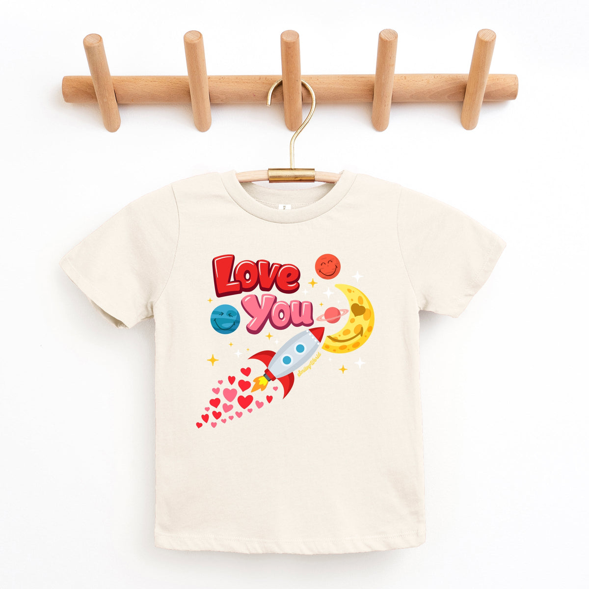 SmileyWorld Love You Rocket Ship - Youth Short Sleeve Graphic T-Shirt