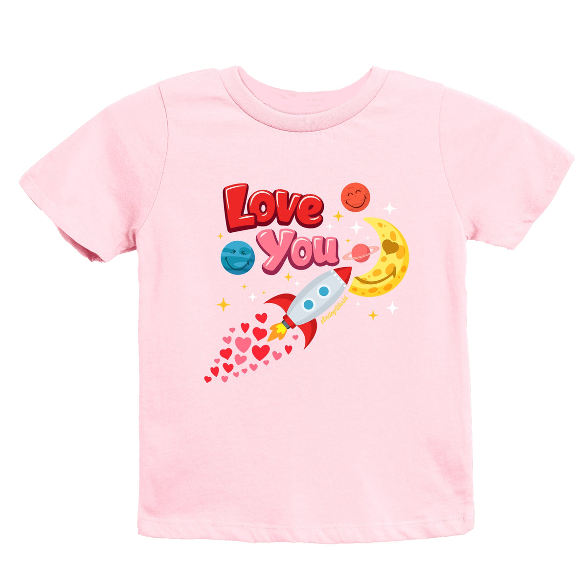 SmileyWorld Love You Rocket Ship - Youth Short Sleeve Graphic T-Shirt