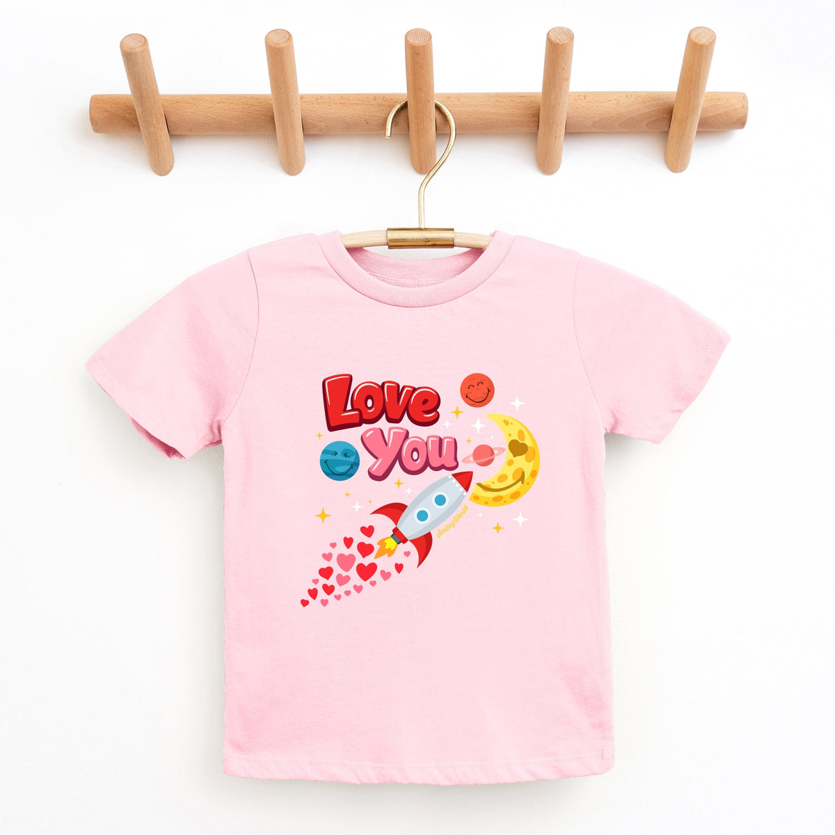 SmileyWorld Love You Rocket Ship - Youth Short Sleeve Graphic T-Shirt