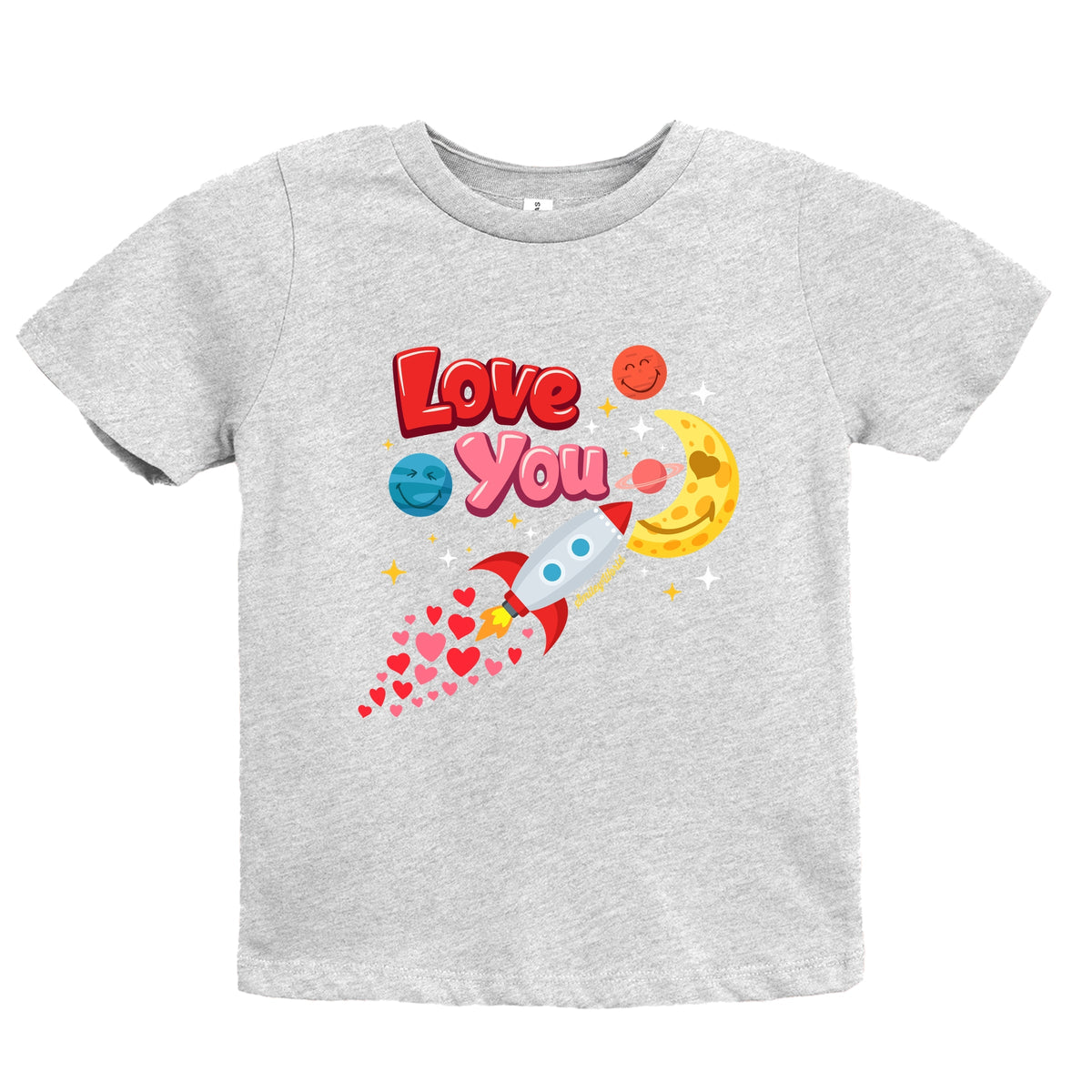 SmileyWorld Love You Rocket Ship - Youth Short Sleeve Graphic T-Shirt