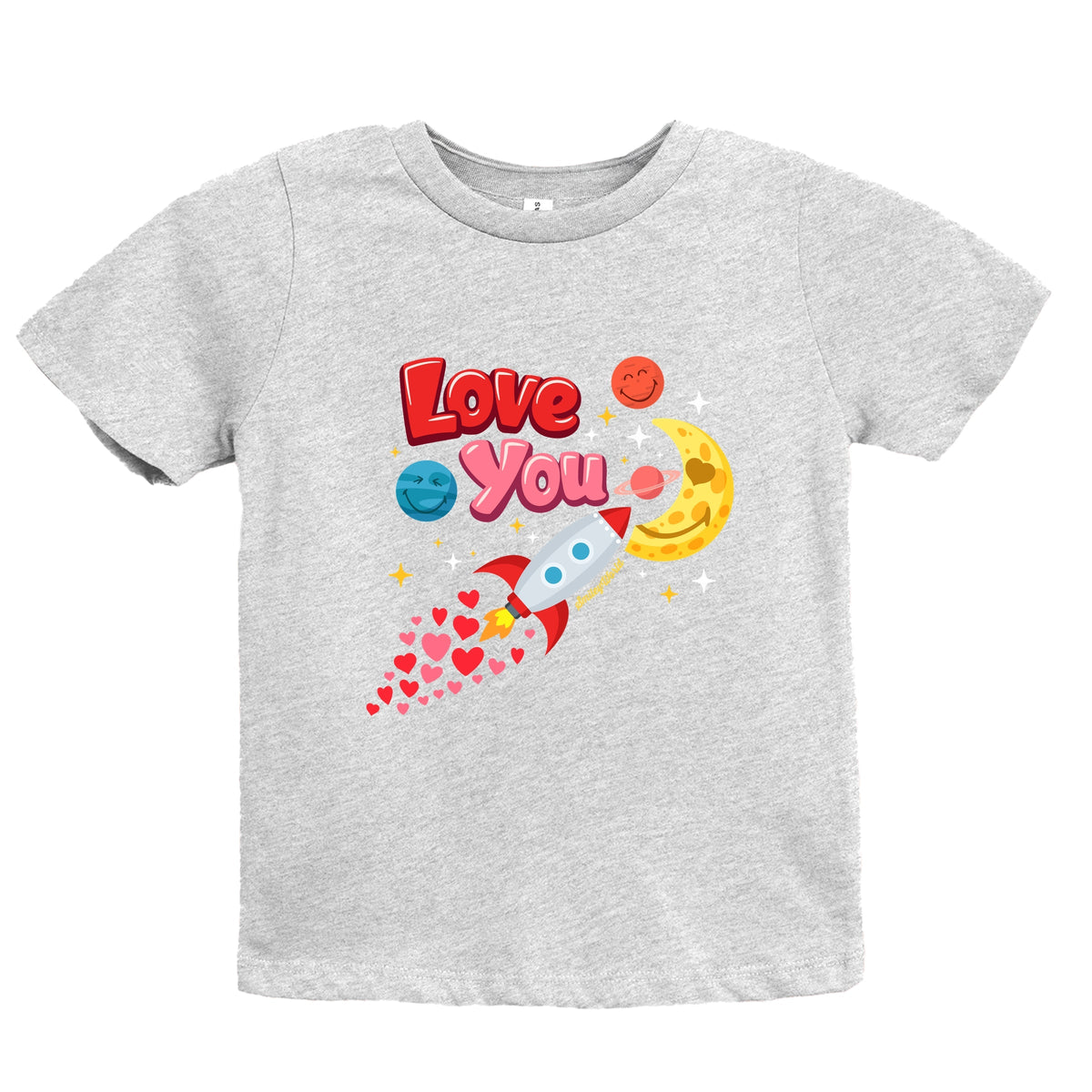 SmileyWorld Love You Rocket Ship - Youth Short Sleeve Graphic T-Shirt