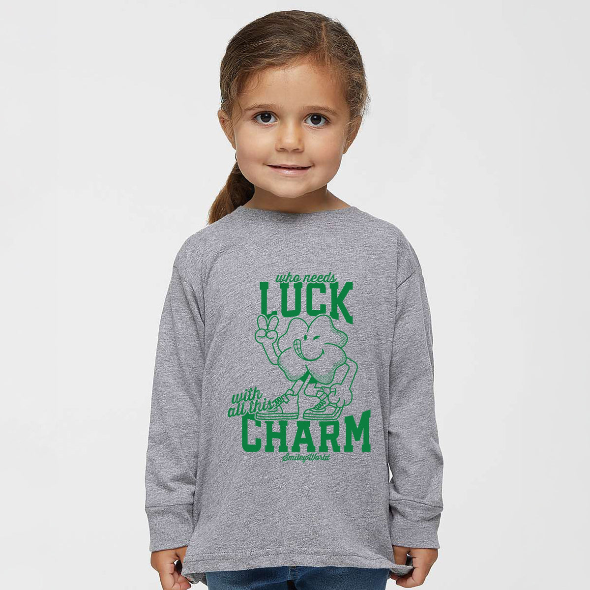SmileyWorld Who Needs Luck - Toddler Long Sleeve Graphic Tee