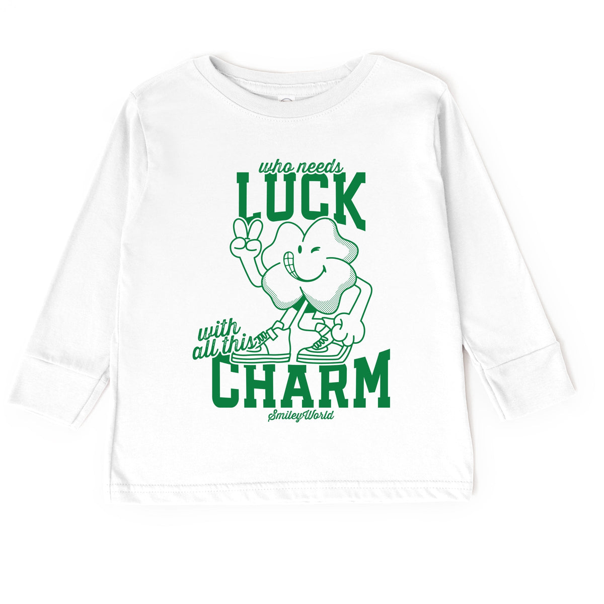 SmileyWorld Who Needs Luck - Toddler Long Sleeve Graphic Tee