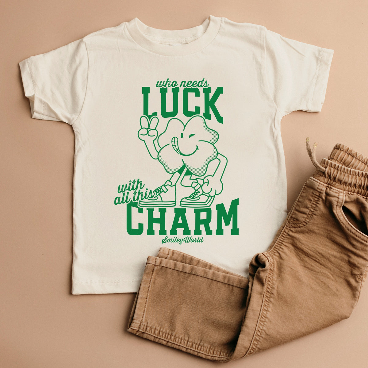 SmileyWorld Who Needs Luck - Toddler Short Sleeve Graphic T-Shirt