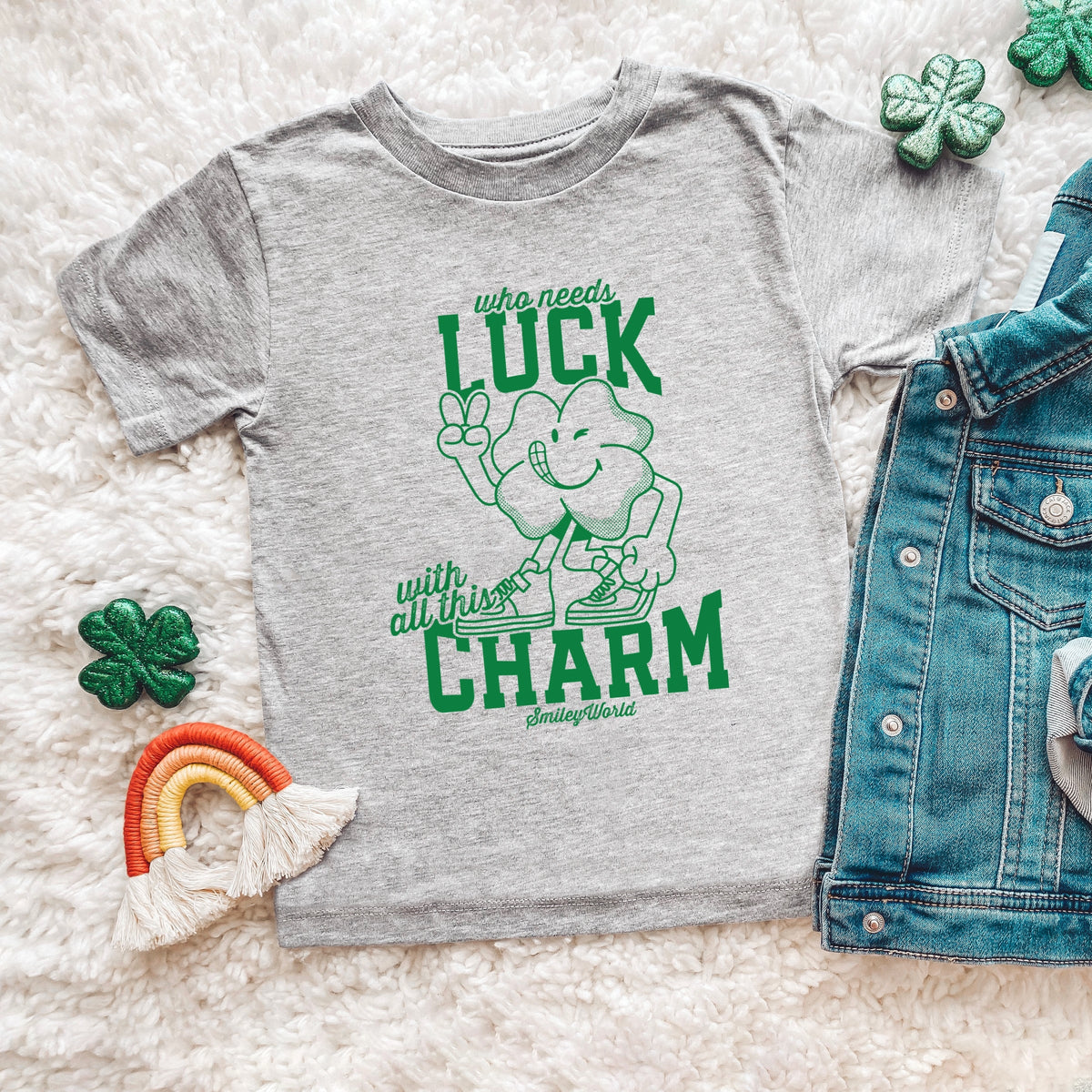 SmileyWorld Who Needs Luck - Toddler Short Sleeve Graphic T-Shirt