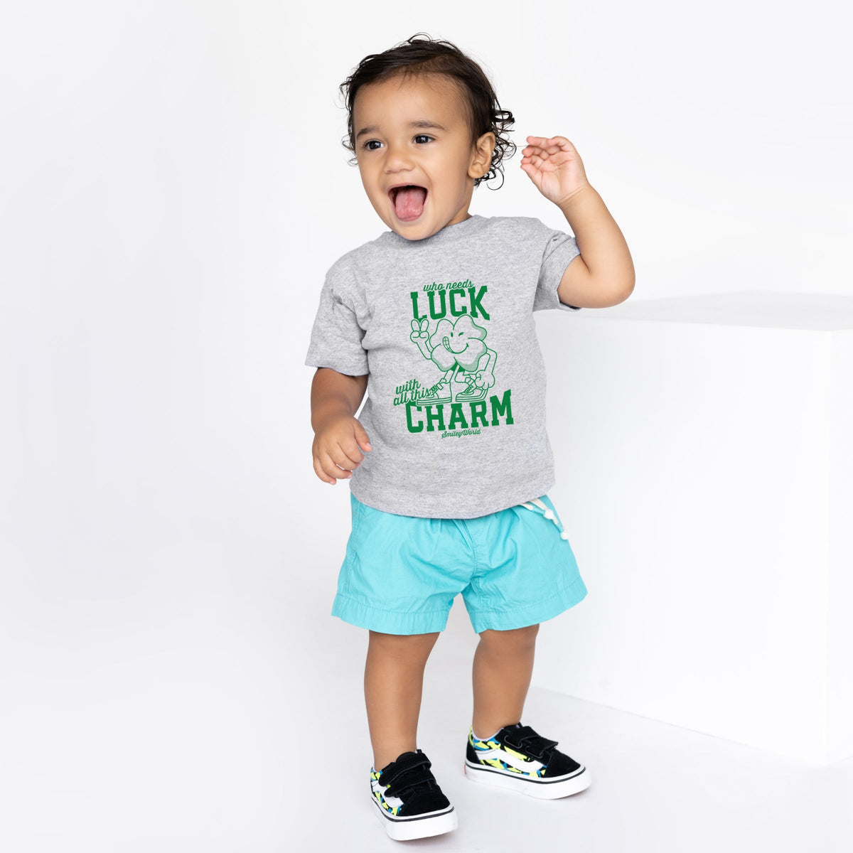 SmileyWorld Who Needs Luck - Toddler Short Sleeve Graphic T-Shirt