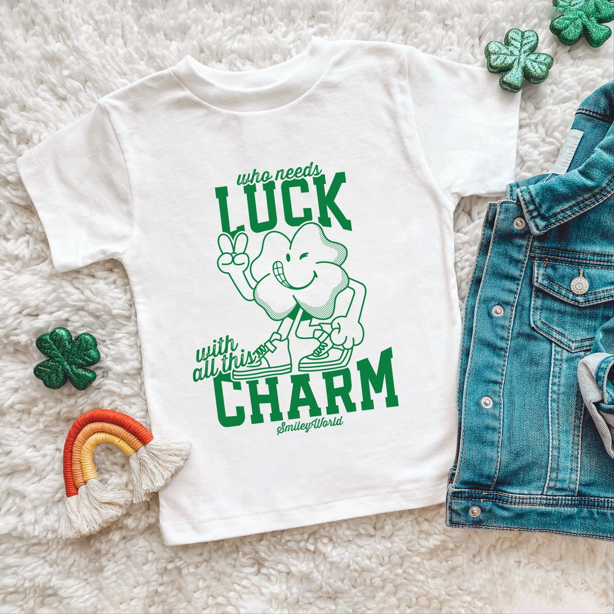 SmileyWorld Who Needs Luck - Toddler Short Sleeve Graphic T-Shirt
