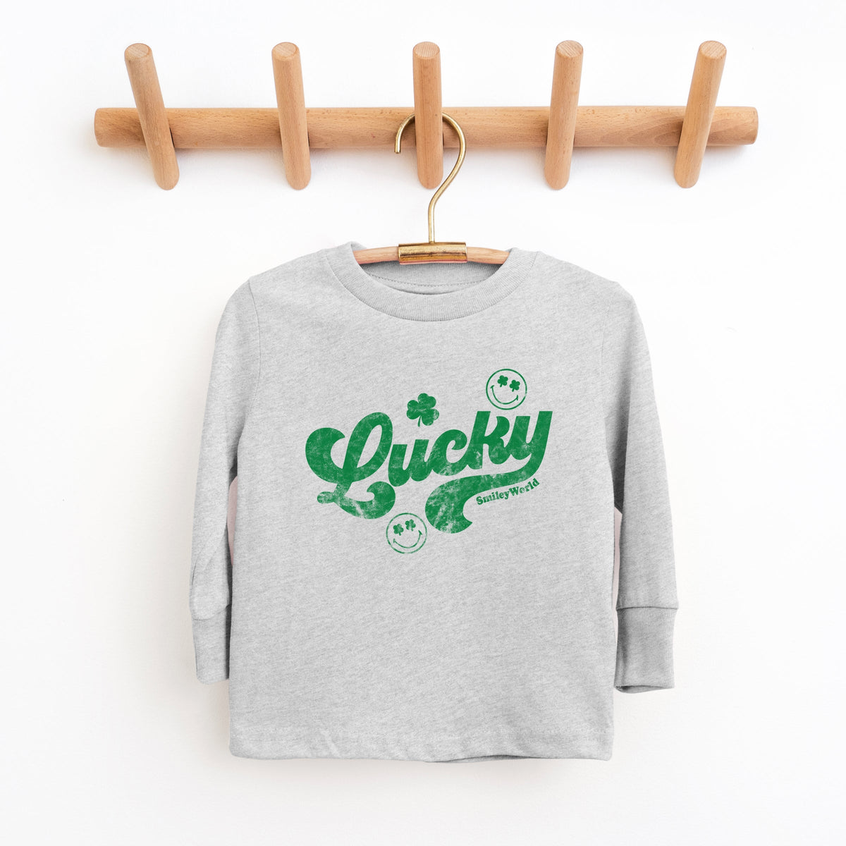 SmileyWorld Lucky Cursive Distressed - Youth Long Sleeve Graphic T-Shirt