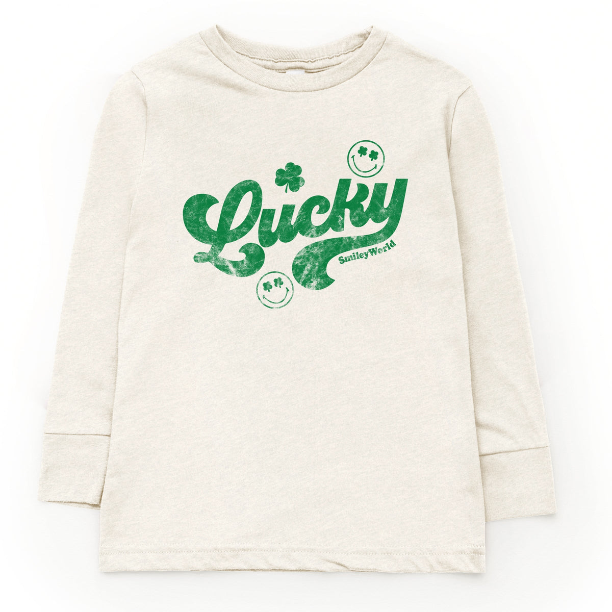 SmileyWorld Lucky Cursive Distressed - Youth Long Sleeve Graphic T-Shirt