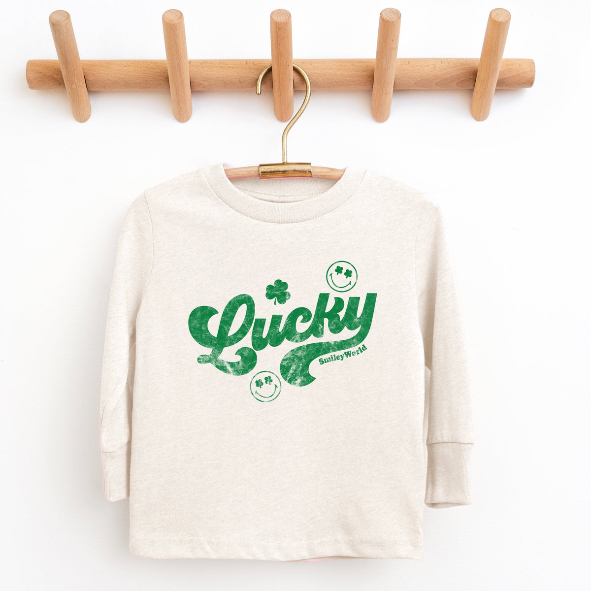 SmileyWorld Lucky Cursive Distressed - Youth Long Sleeve Graphic T-Shirt