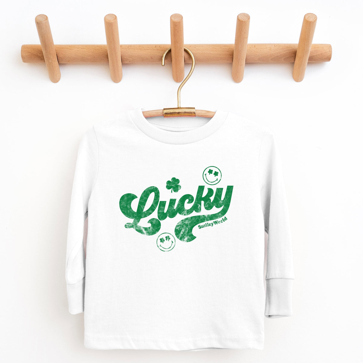 SmileyWorld Lucky Cursive Distressed - Youth Long Sleeve Graphic T-Shirt