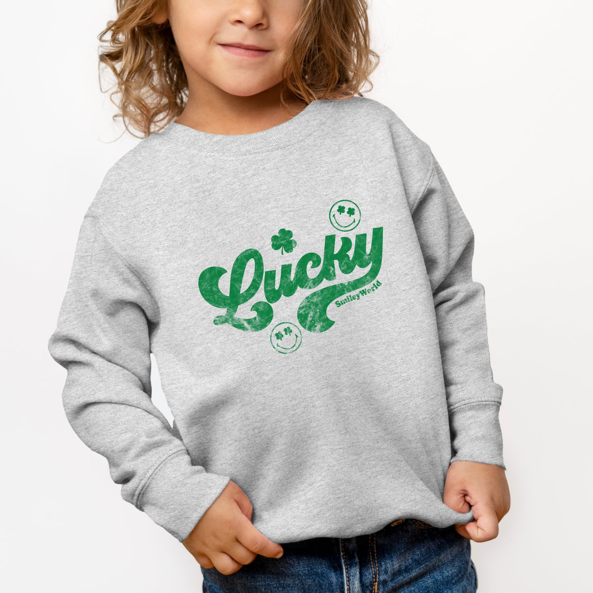 SmileyWorld Lucky Cursive Distressed - Toddler Graphic Sweatshirt