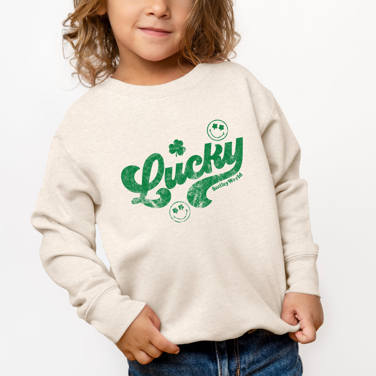 SmileyWorld Lucky Cursive Distressed - Toddler Graphic Sweatshirt