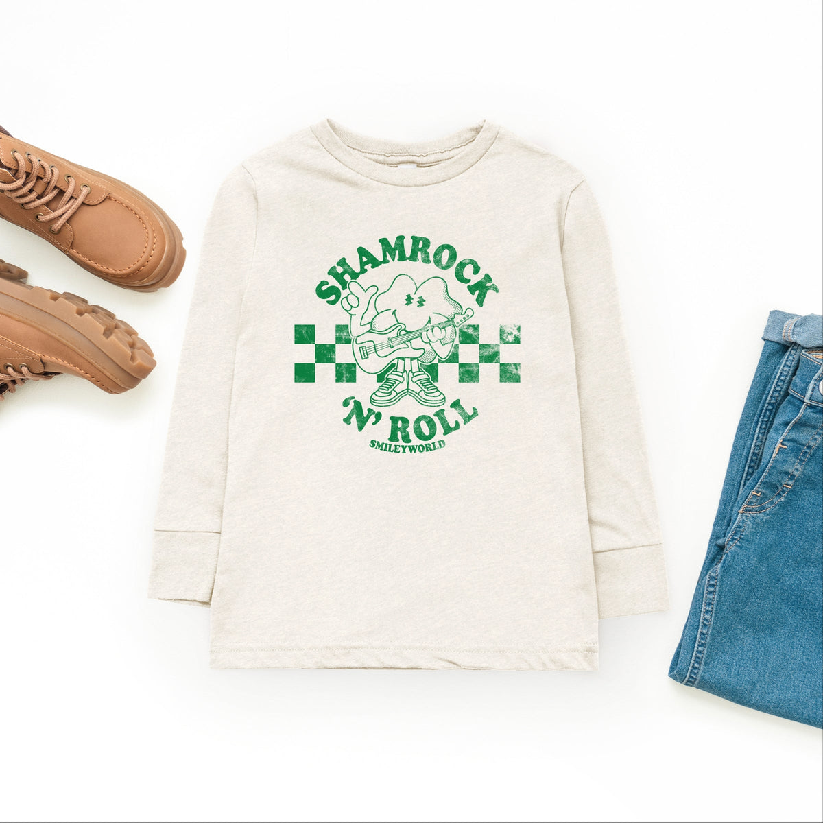 SmileyWorld Shamrock 'N' Roll - Youth Long Sleeve Graphic T-Shirt