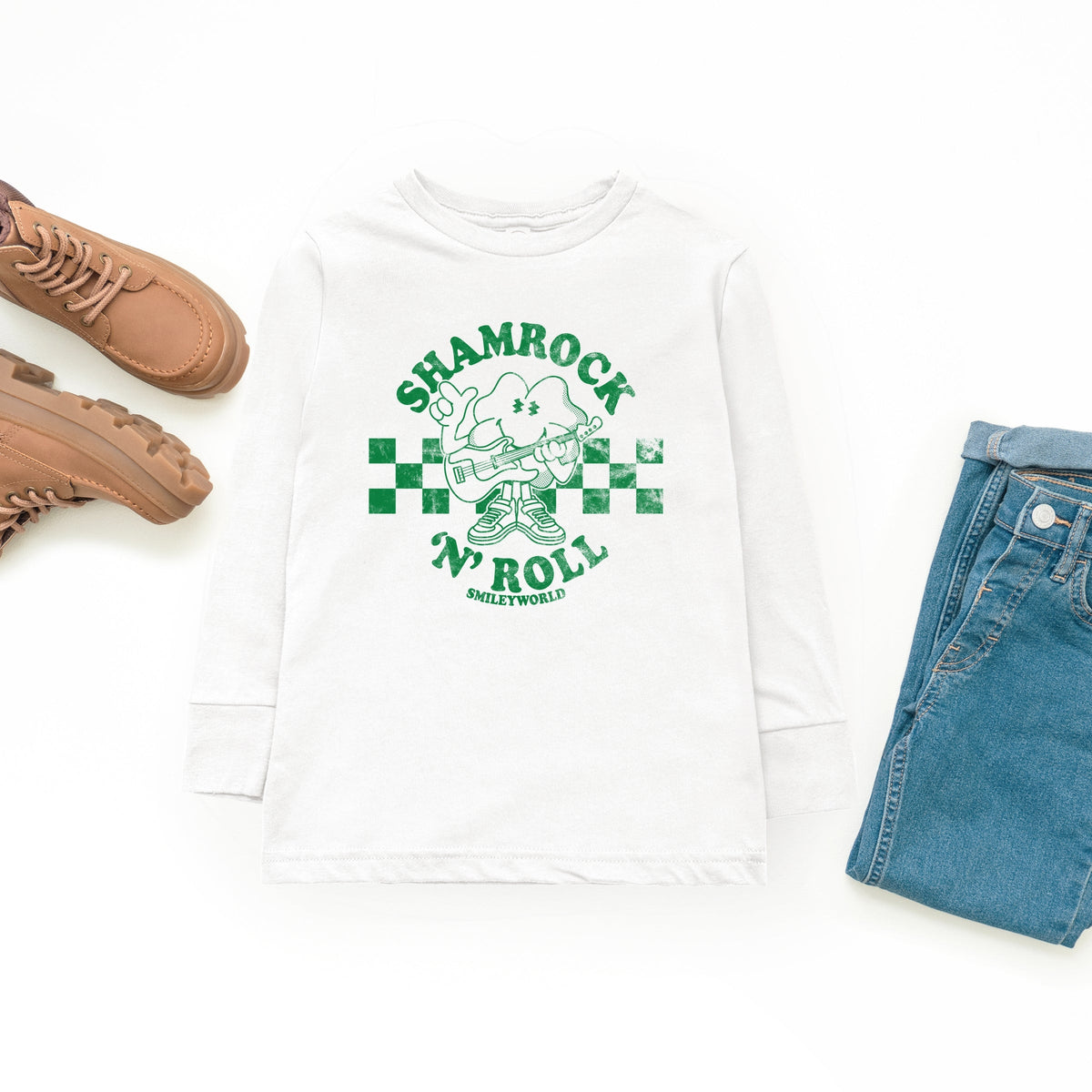 SmileyWorld Shamrock 'N' Roll - Youth Long Sleeve Graphic T-Shirt