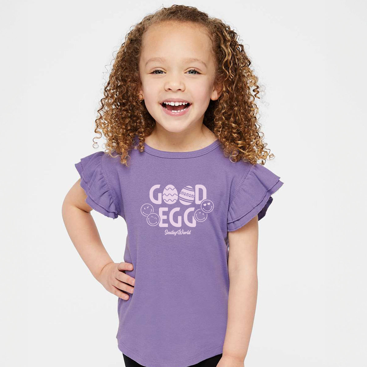 SmileyWorld Good Egg - Flutter Sleeve Graphic T-Shirt
