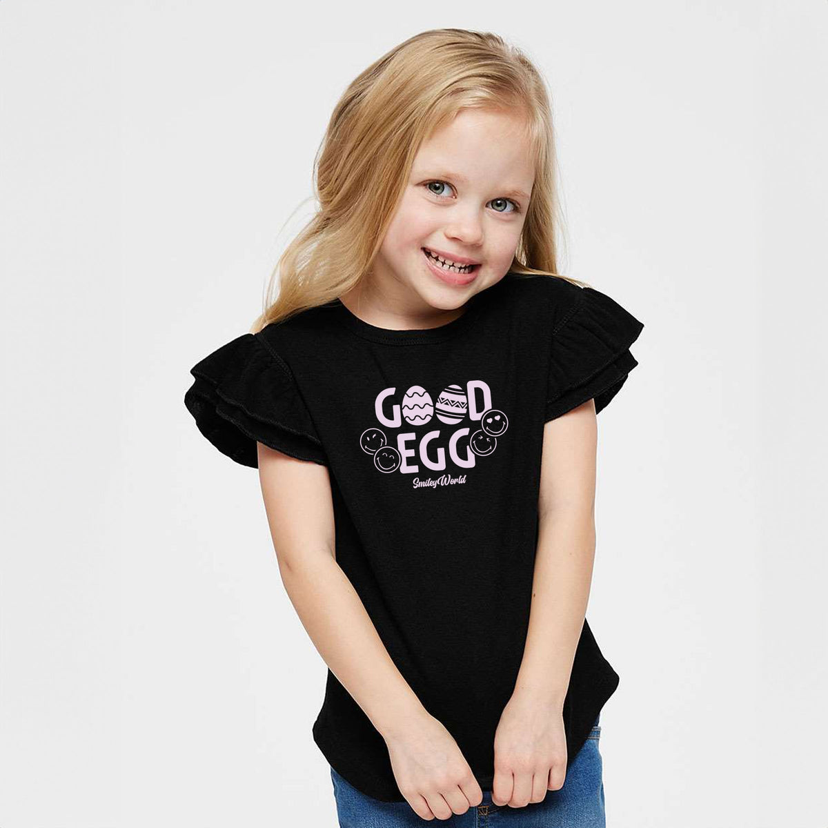 SmileyWorld Good Egg - Flutter Sleeve Graphic T-Shirt
