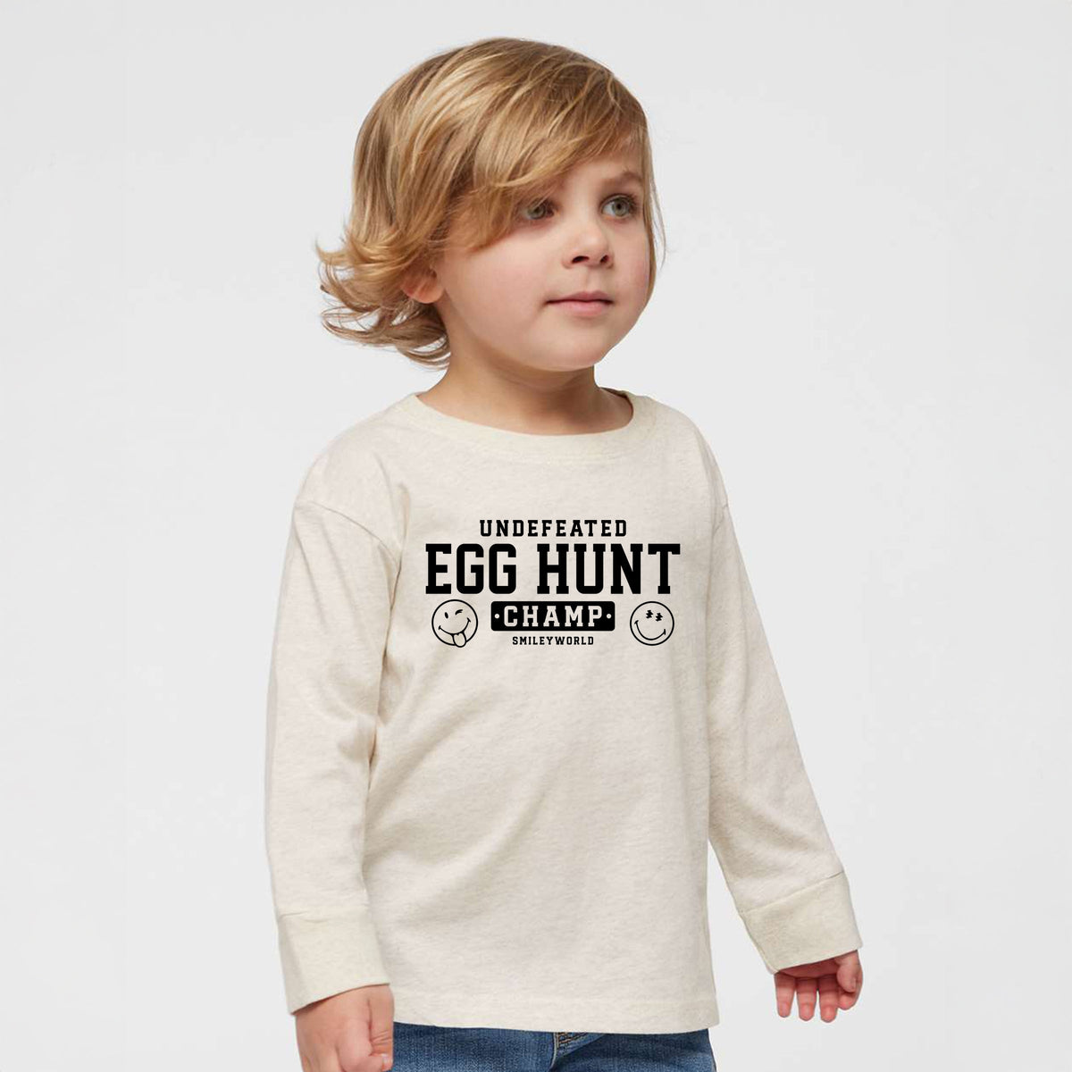 SmileyWorld Undefeated Egg Hunt Champ - Toddler Long Sleeve Graphic Tee