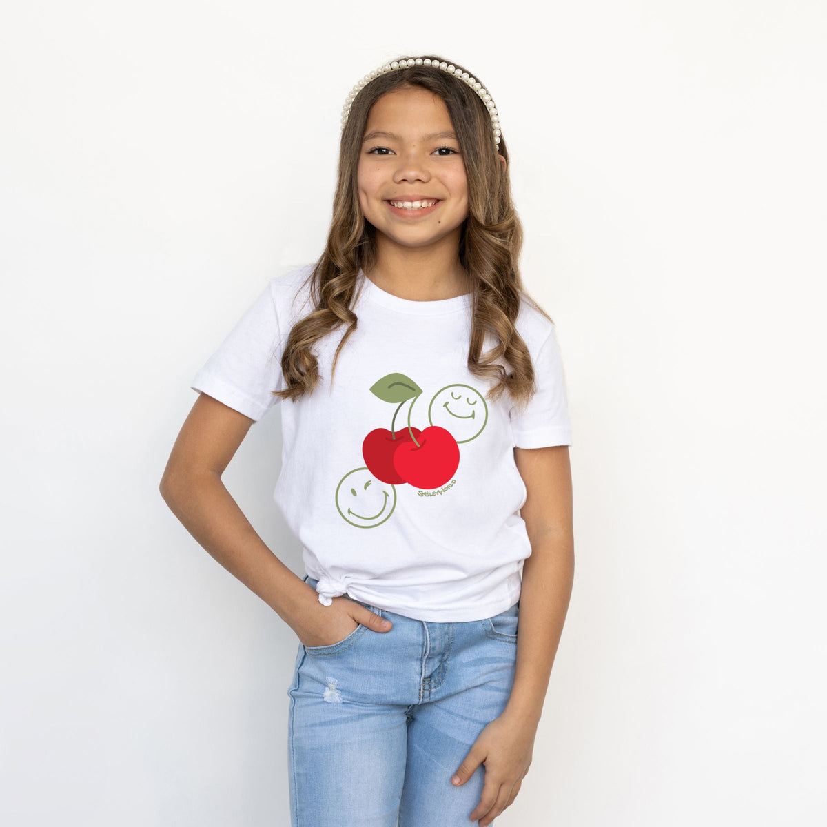 SmileyWorld Cherry Bunch - Youth Short Sleeve Graphic T-Shirt