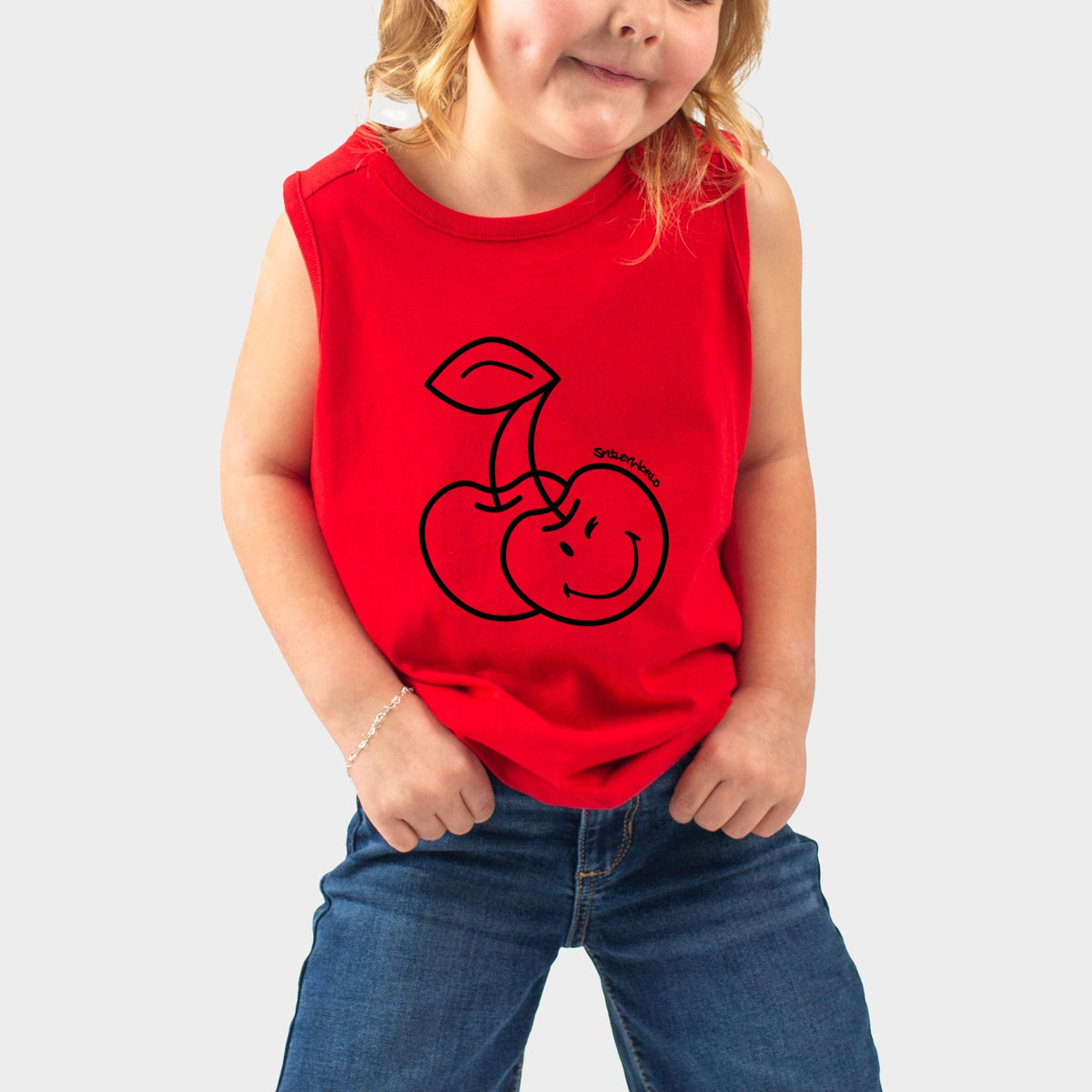 SmileyWorld Cherry Face Outline - Toddler Graphic Tank