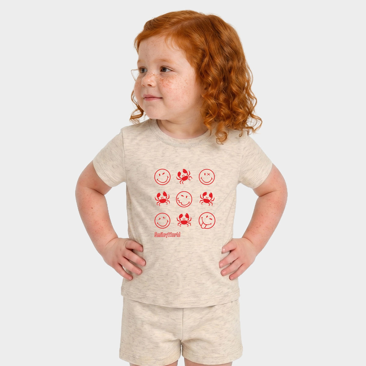 SmileyWorld Crabby Grid - Toddler Crew Shorts Set