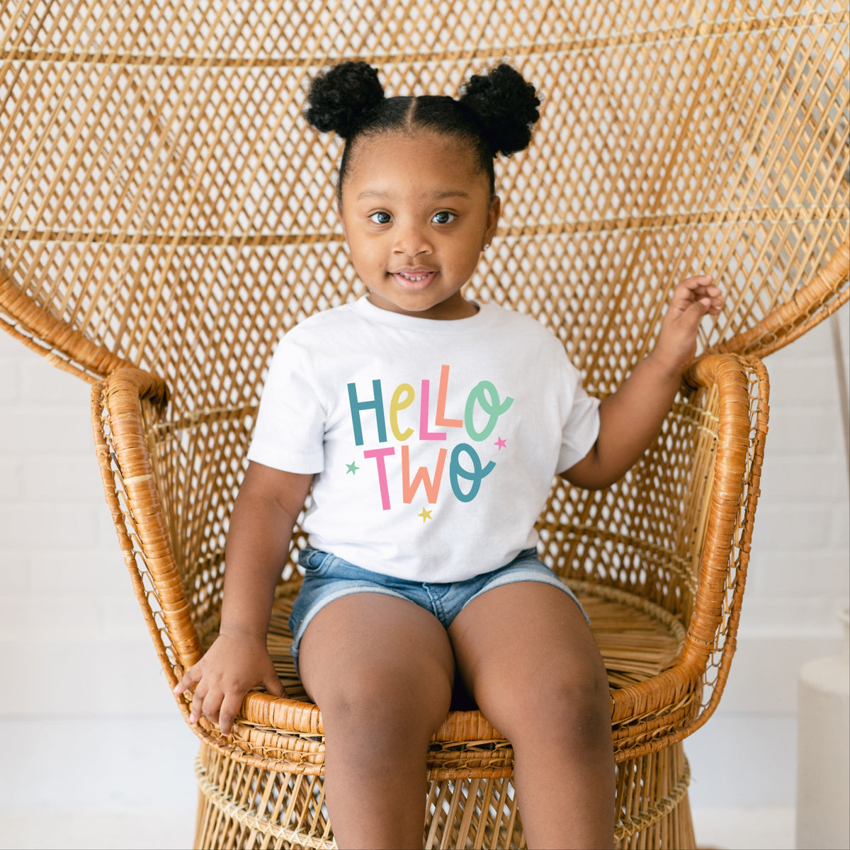 Hello Two Stars - Toddler Short Sleeve Graphic T-Shirt