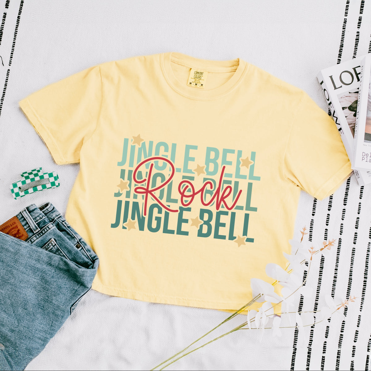 Jingle Bell Rock Stacked Stars - Women's Boxy Crop Top