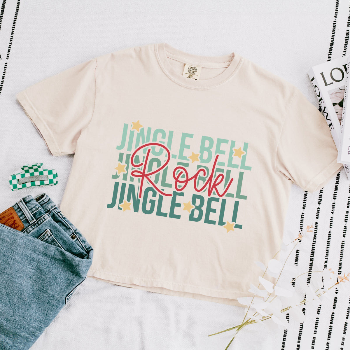 Jingle Bell Rock Stacked Stars - Women's Boxy Crop Top