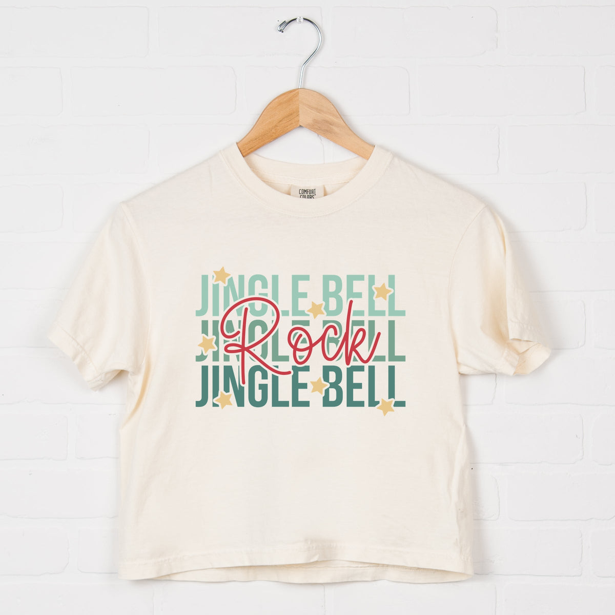 Jingle Bell Rock Stacked Stars - Women's Boxy Crop Top