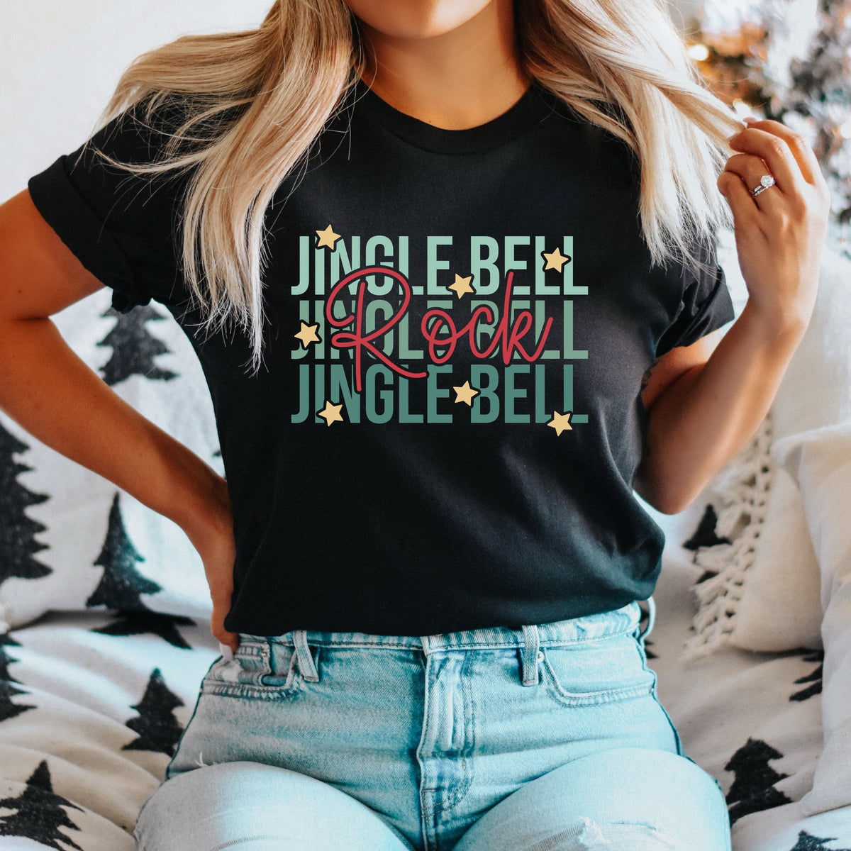 Jingle Bell Rock Stacked Stars - Women's Short Sleeve Tee