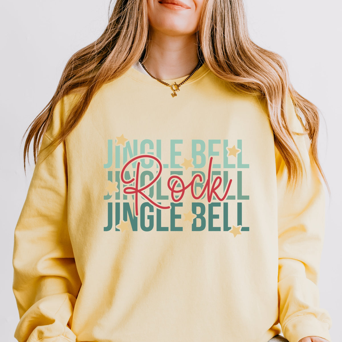 Jingle Bell Rock Stacked Stars - Women's Lightweight Garment Dyed Sweatshirt