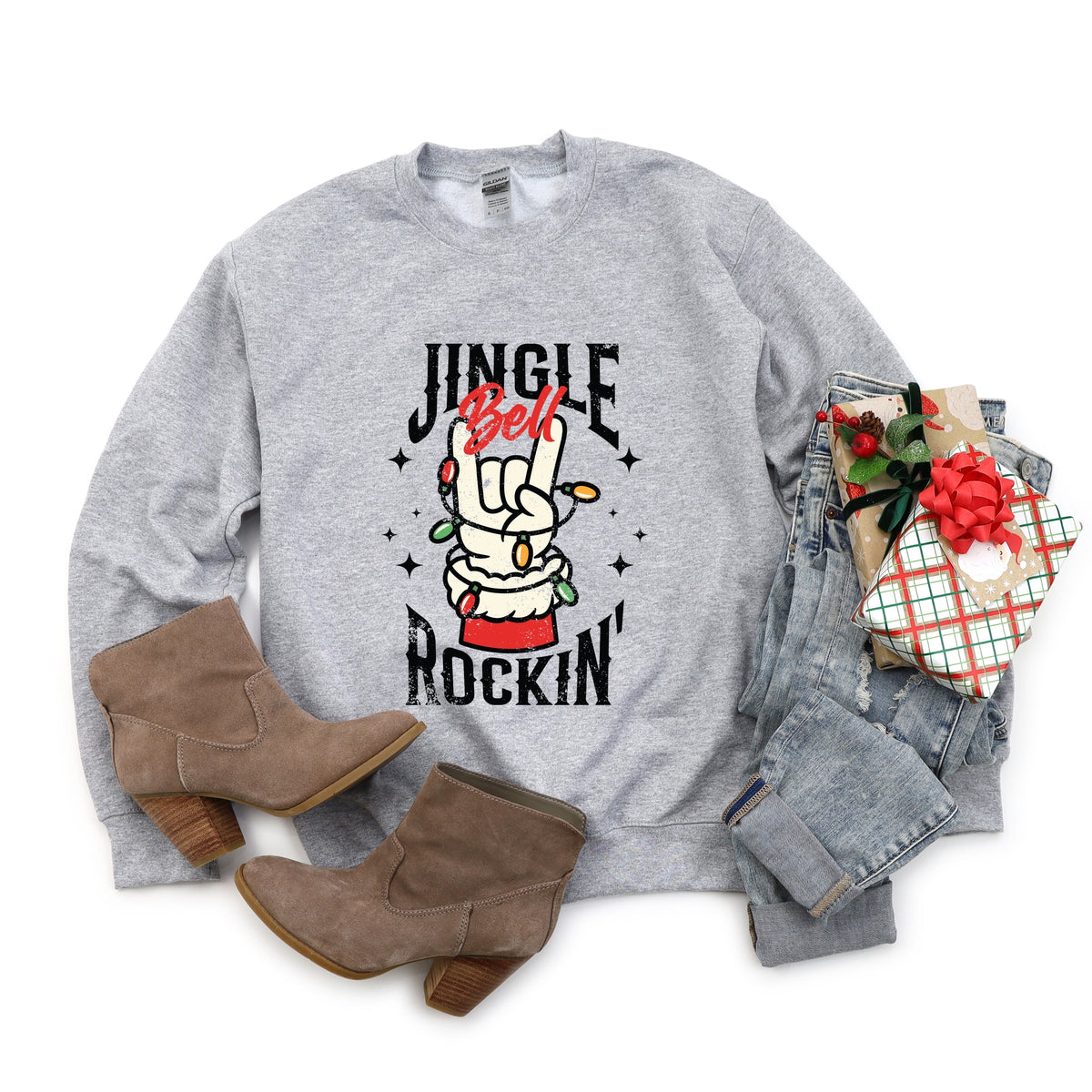 Jingle Bell Rockin' Santa Glove - Women's Sweatshirt