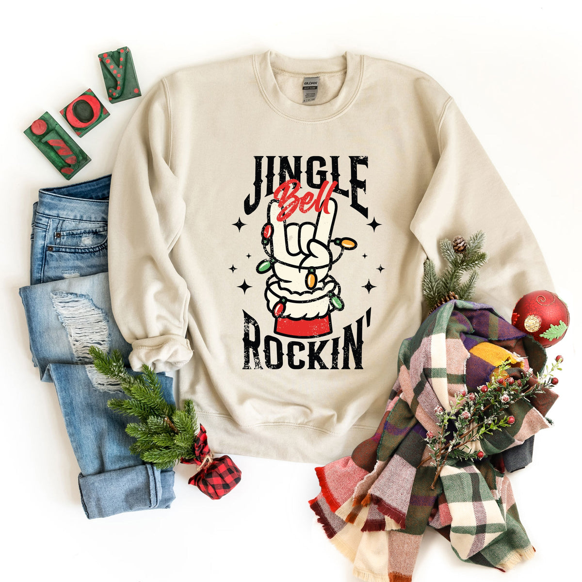 Jingle Bell Rockin' Santa Glove - Women's Sweatshirt