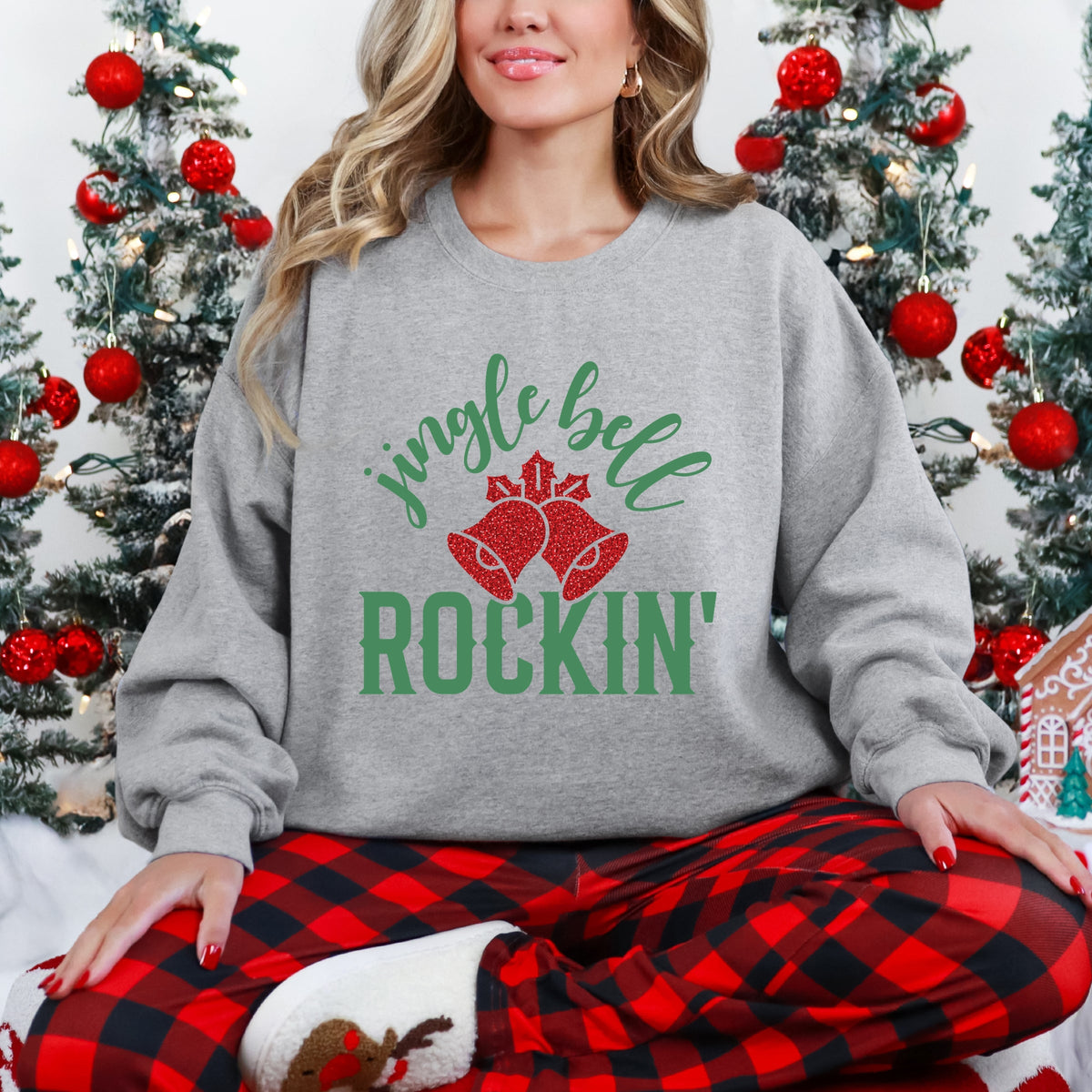 Jingle Bell Rockin' Bell Glitter -  Women's Sweatshirt