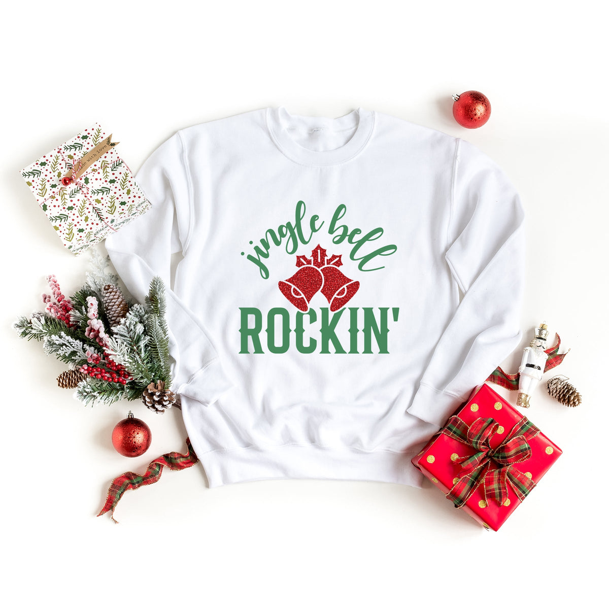 Jingle Bell Rockin' Bell Glitter -  Women's Sweatshirt