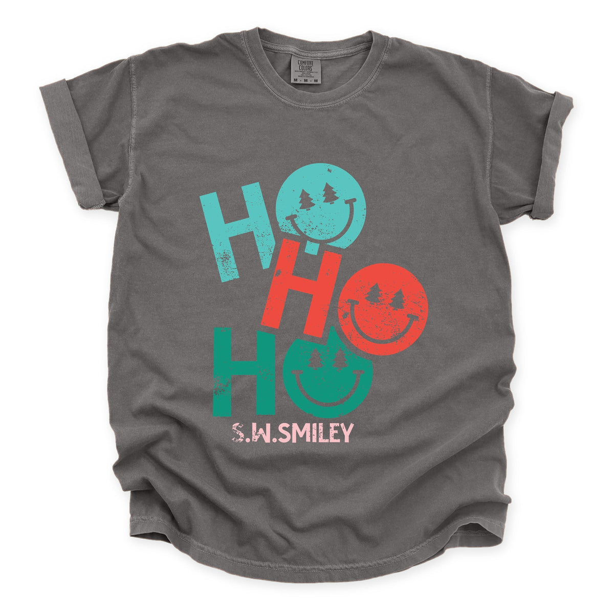 S.W.Smiley Ho Ho Ho Stacked - Garment Dyed Tee