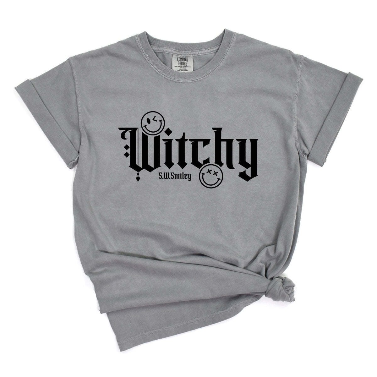 S.W.Smiley Witchy Bold - Women's Garment Dyed Graphic T-Shirt