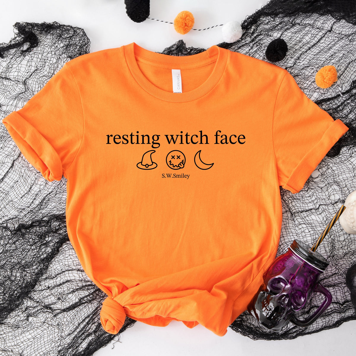 S.W.Smiley Resting Witch Face Typewriter - Women's Short Sleeve Graphic T-Shirt