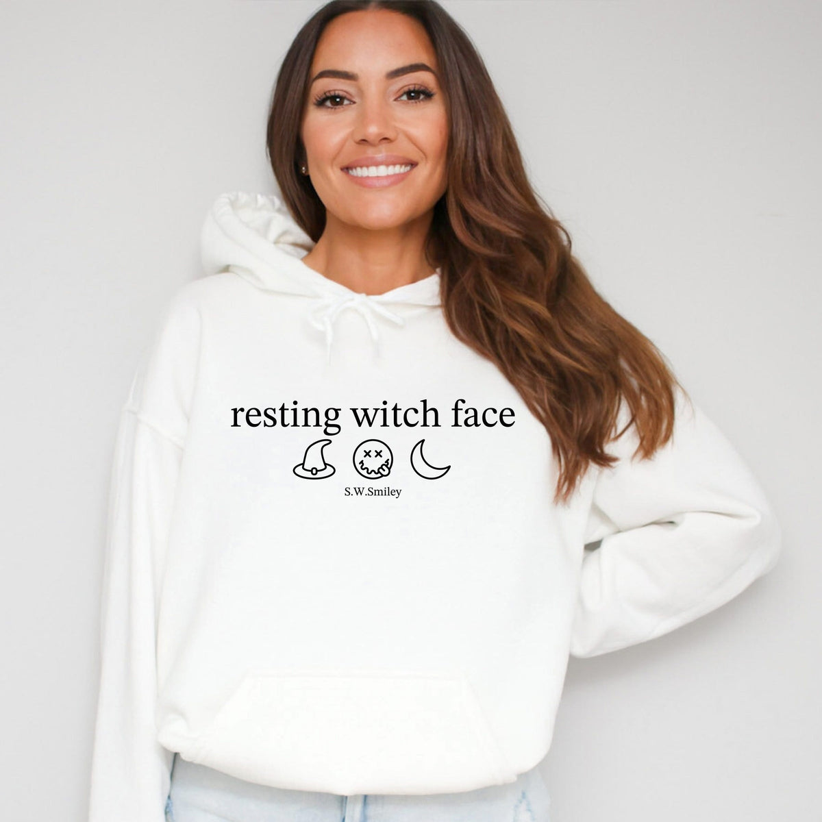 S.W.Smiley Resting Witch Face Typewriter - Women's Graphic Hoodie