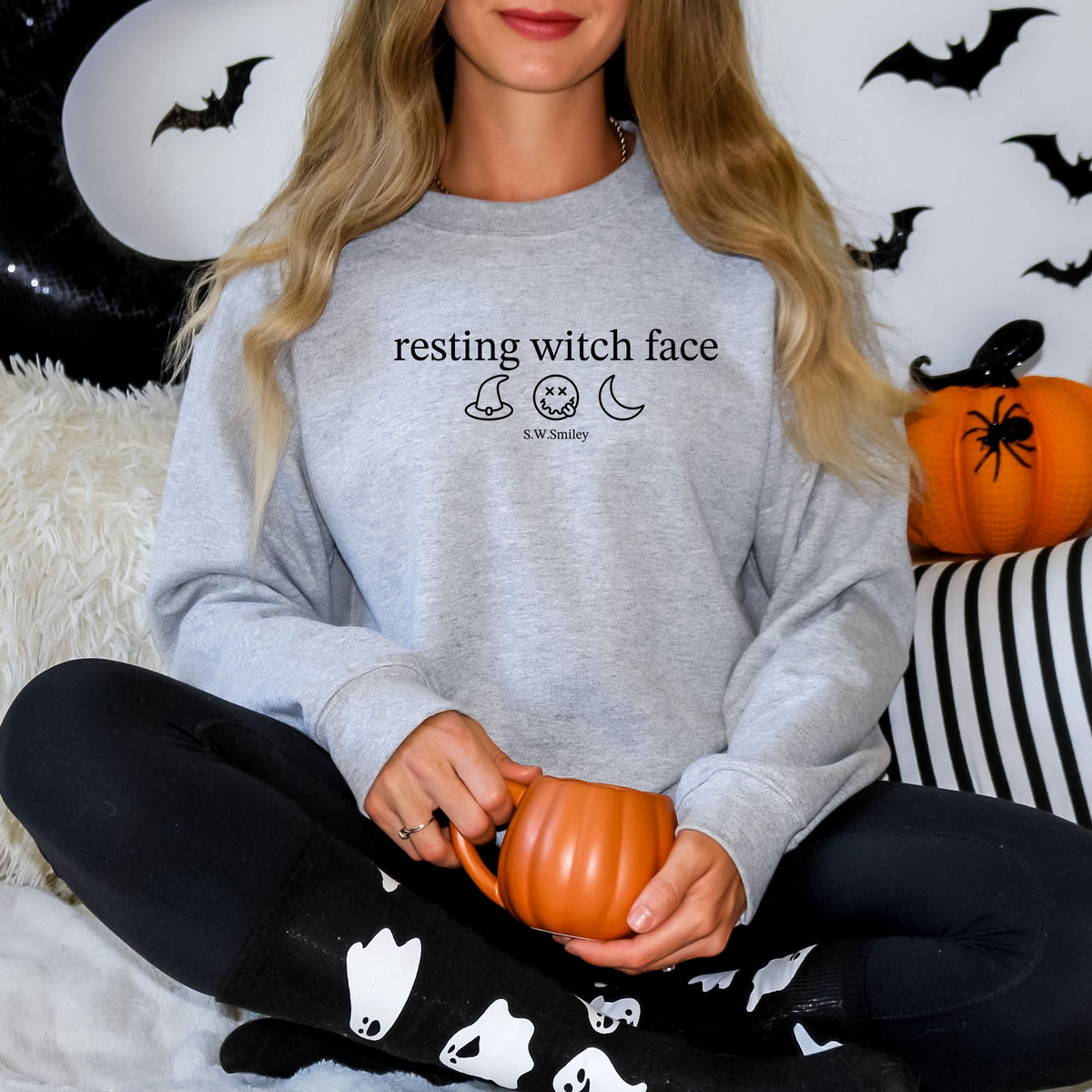 S.W.Smiley Resting Witch Face Typewriter - Women's Graphic Sweatshirt
