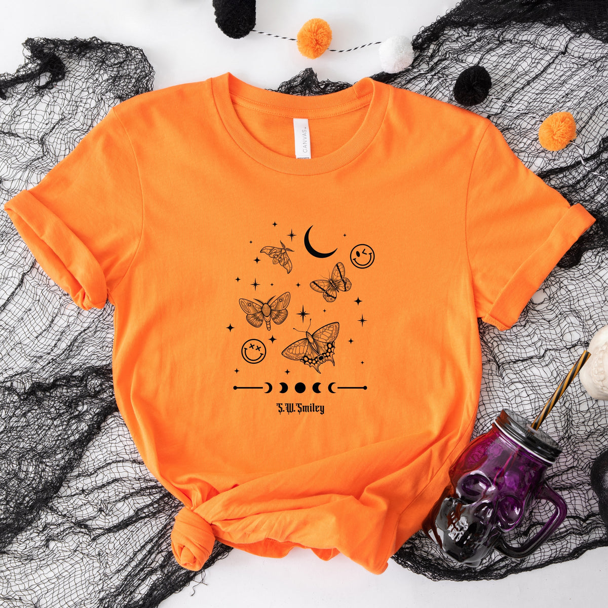 S.W.Smiley Witchy Moth - Women's Short Sleeve Graphic T-Shirt