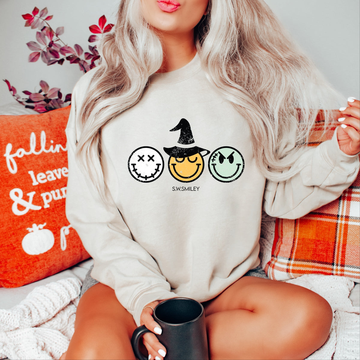 S.W.Smiley Skeleton Witchy Monster - Women's Graphic Sweatshirt