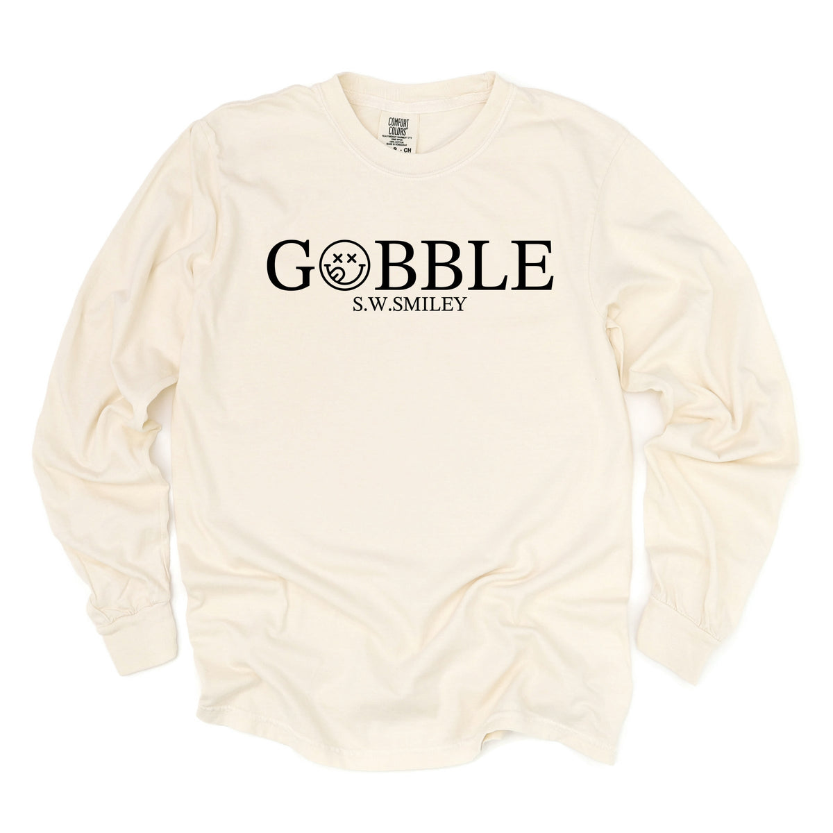 S.W.Smiley Gobble Typewriter - Women's Garment Dyed Long Sleeve Graphic T-Shirt