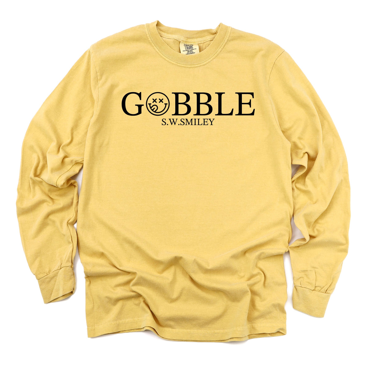 S.W.Smiley Gobble Typewriter - Women's Garment Dyed Long Sleeve Graphic T-Shirt