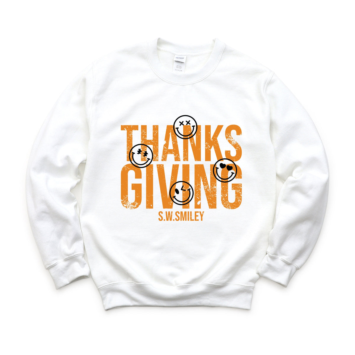 S.W.Smiley Thanksgiving Distressed - Women's Graphic Sweatshirt